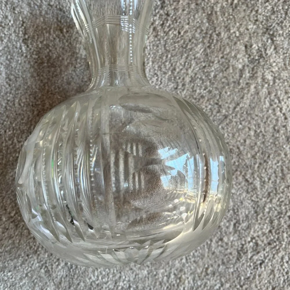 Crystal Water Pitcher or Wine‎ Decanter – Beautiful Detail, Pre-Owned
